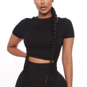 Fashion Nova black ruched crop too